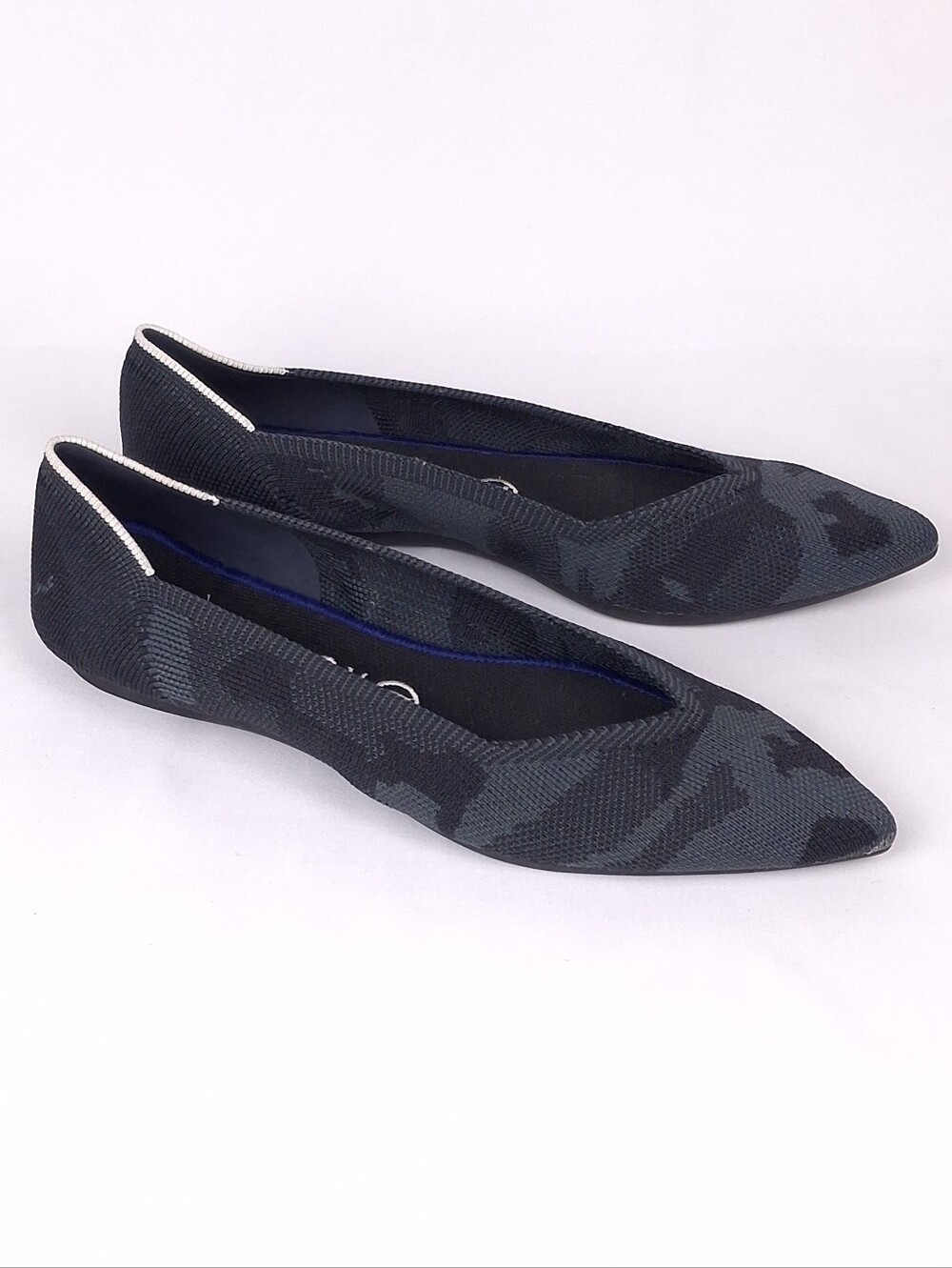 Rothy's The Point gray camo white halo pointed toe ballet flats comfort office